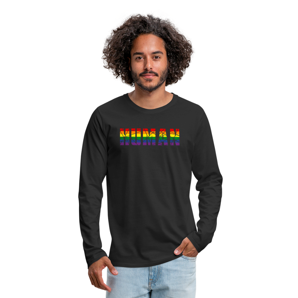 HUMAN in Regenbogen-Farben "Männer" Langarmshirt - Schwarz