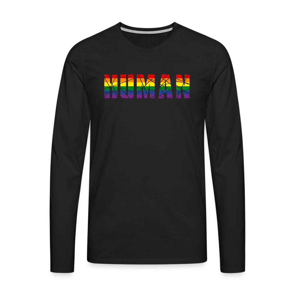 HUMAN in Regenbogen-Farben "Männer" Langarmshirt - Schwarz