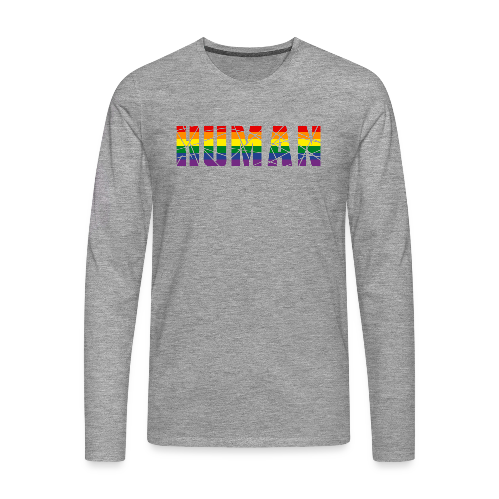 HUMAN in Regenbogen-Farben "Männer" Langarmshirt - Grau meliert