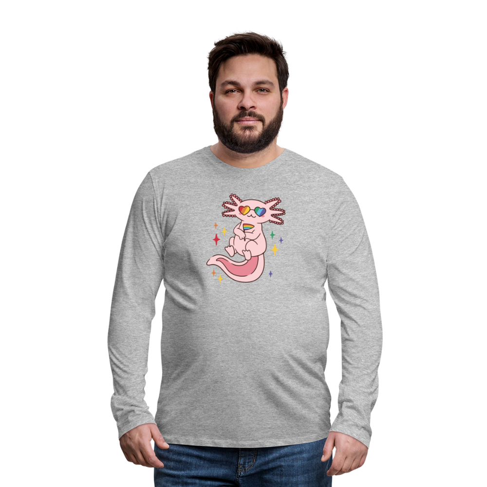 Big Pride Axolotl "Männer" Langarmshirt - Grau meliert