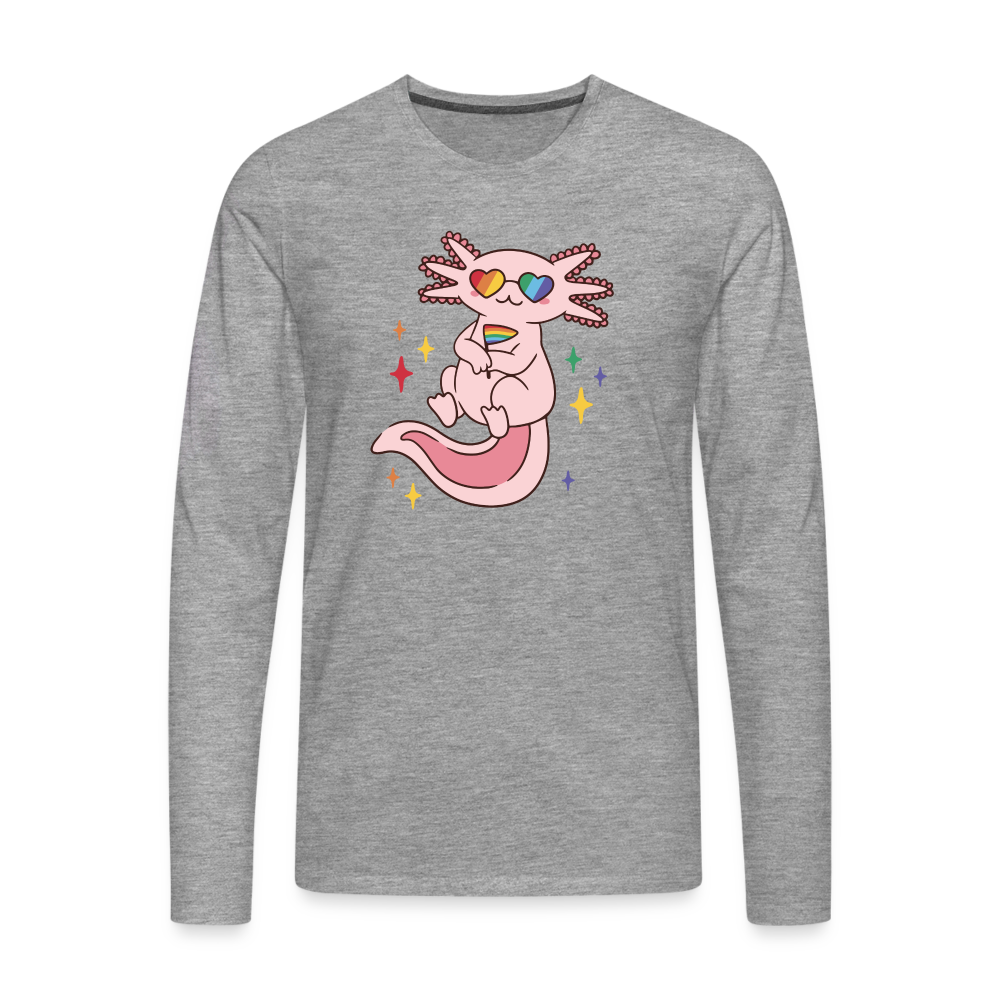 Big Pride Axolotl "Männer" Langarmshirt - Grau meliert