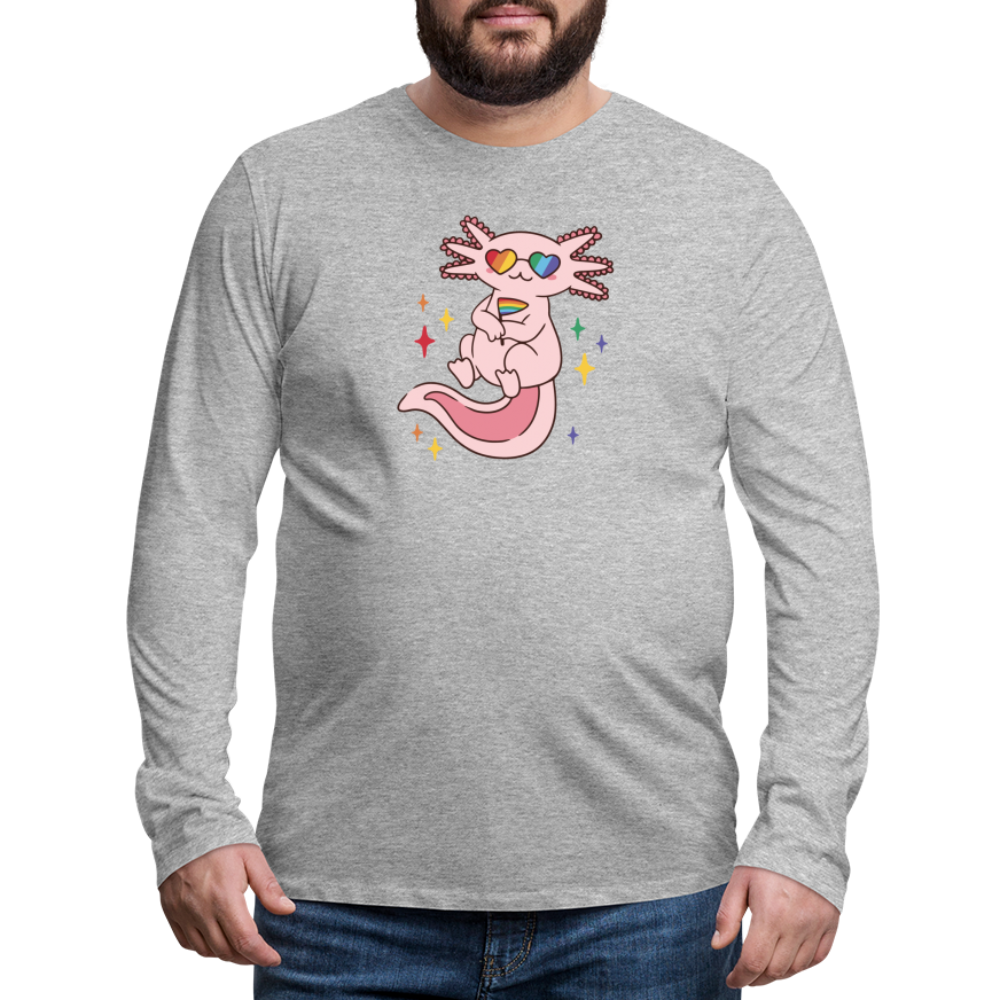 Big Pride Axolotl "Männer" Langarmshirt - Grau meliert