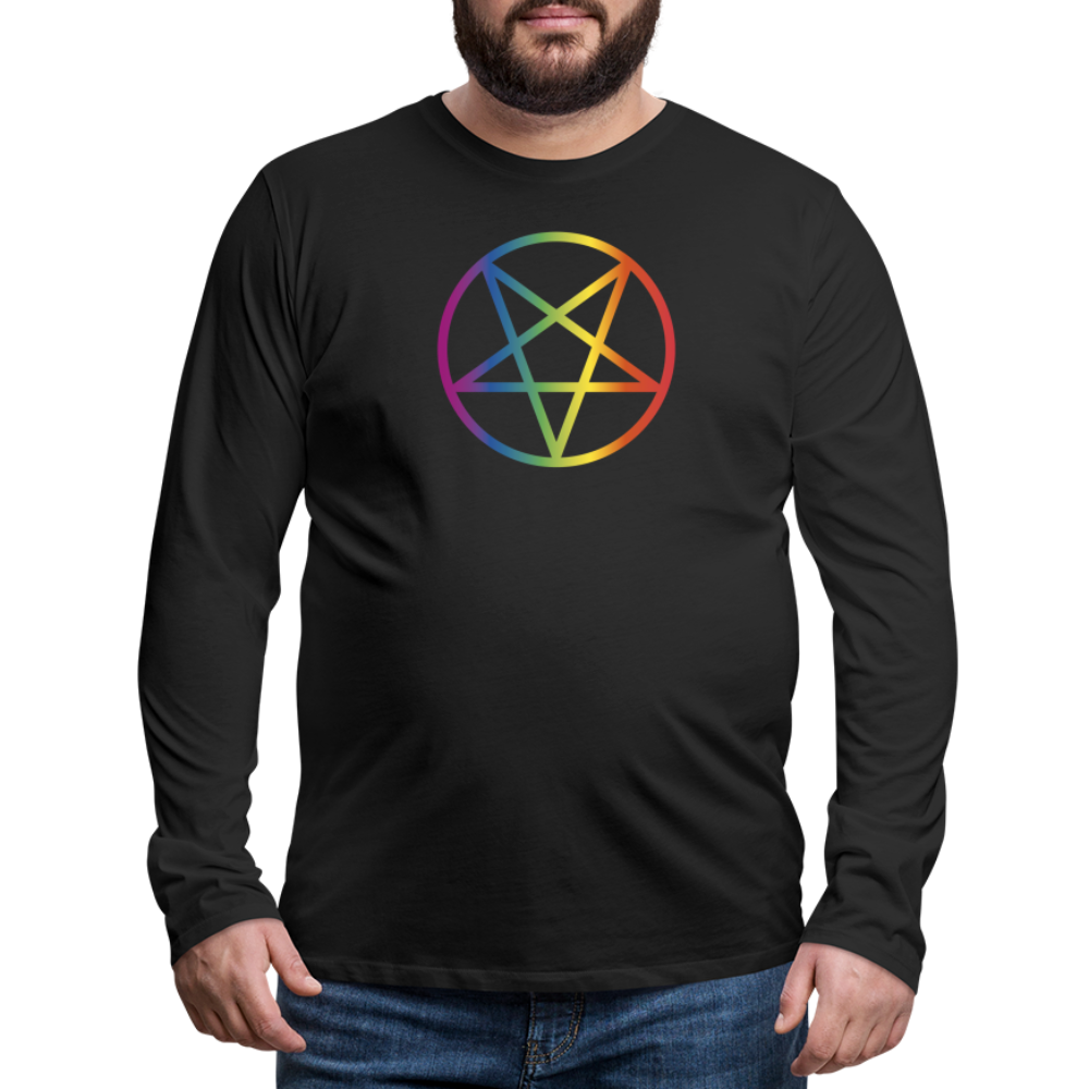 Regenbogen Pentagramm "Männer" Langarmshirt - Schwarz