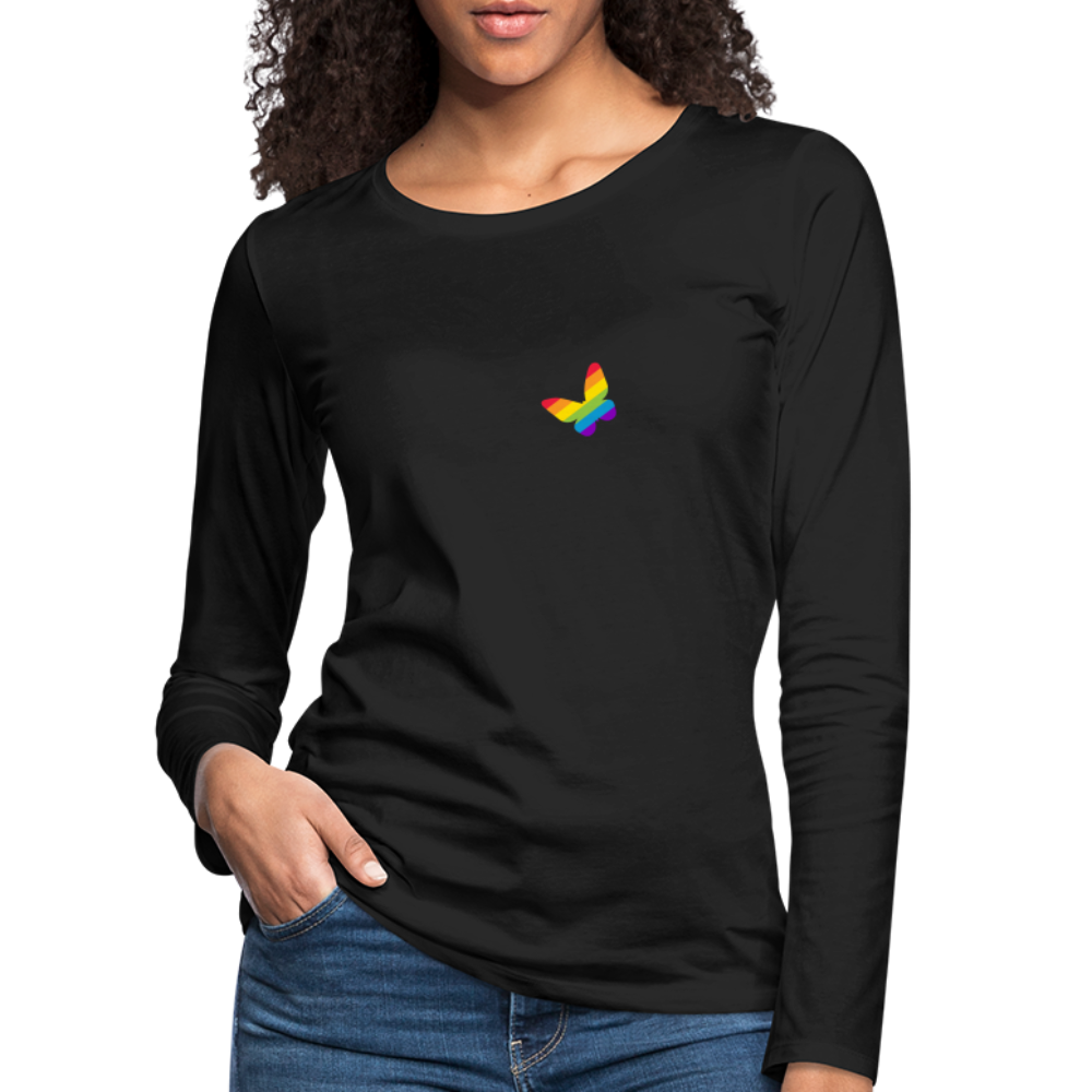 Regenbogen Schmetterling "Frauen" Langarmshirt - Schwarz