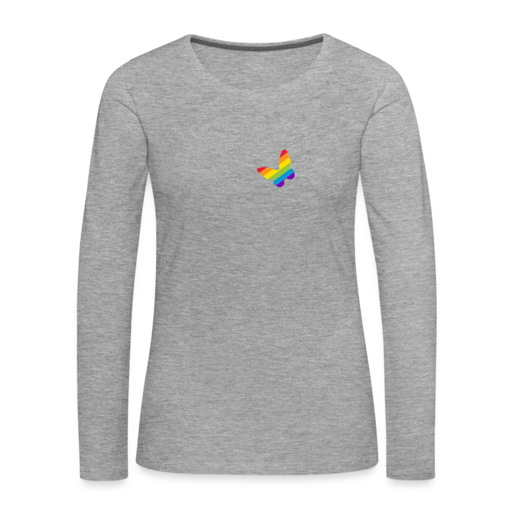 Regenbogen Schmetterling "Frauen" Langarmshirt - Grau meliert