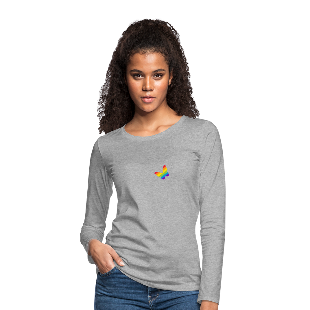 Regenbogen Schmetterling "Frauen" Langarmshirt - Grau meliert