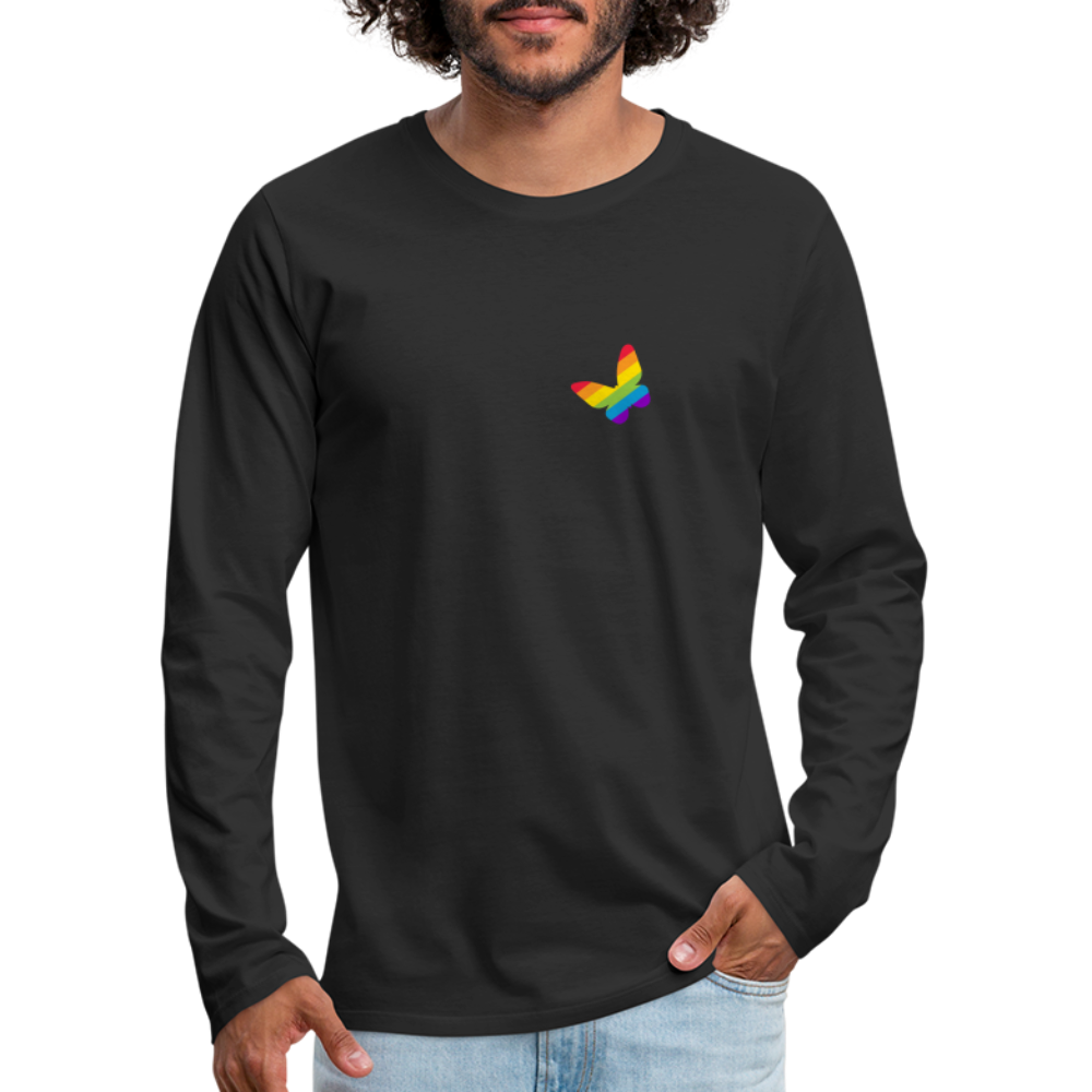 Regenbogen Schmetterling "Männer" Langarmshirt - Schwarz