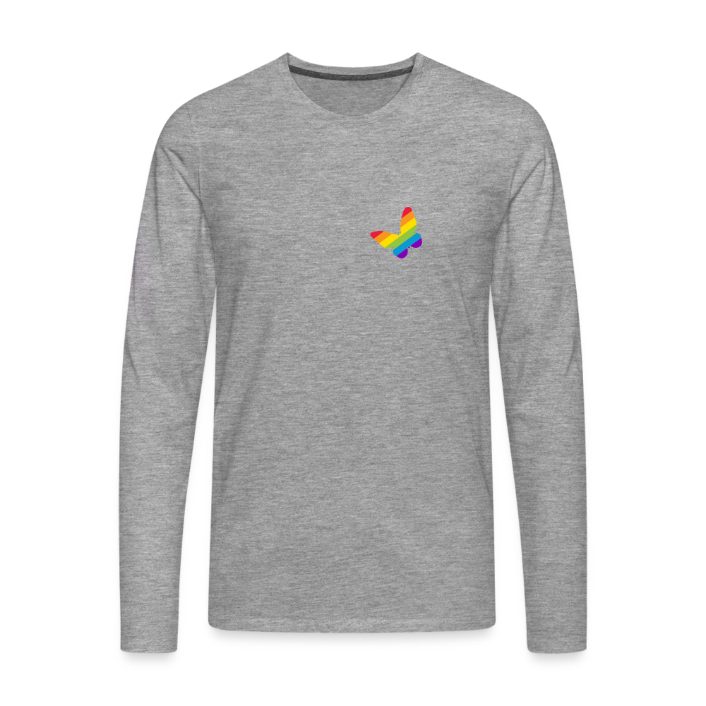 Regenbogen Schmetterling "Männer" Langarmshirt - Grau meliert