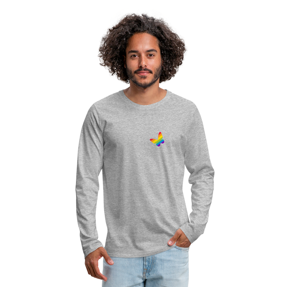 Regenbogen Schmetterling "Männer" Langarmshirt - Grau meliert