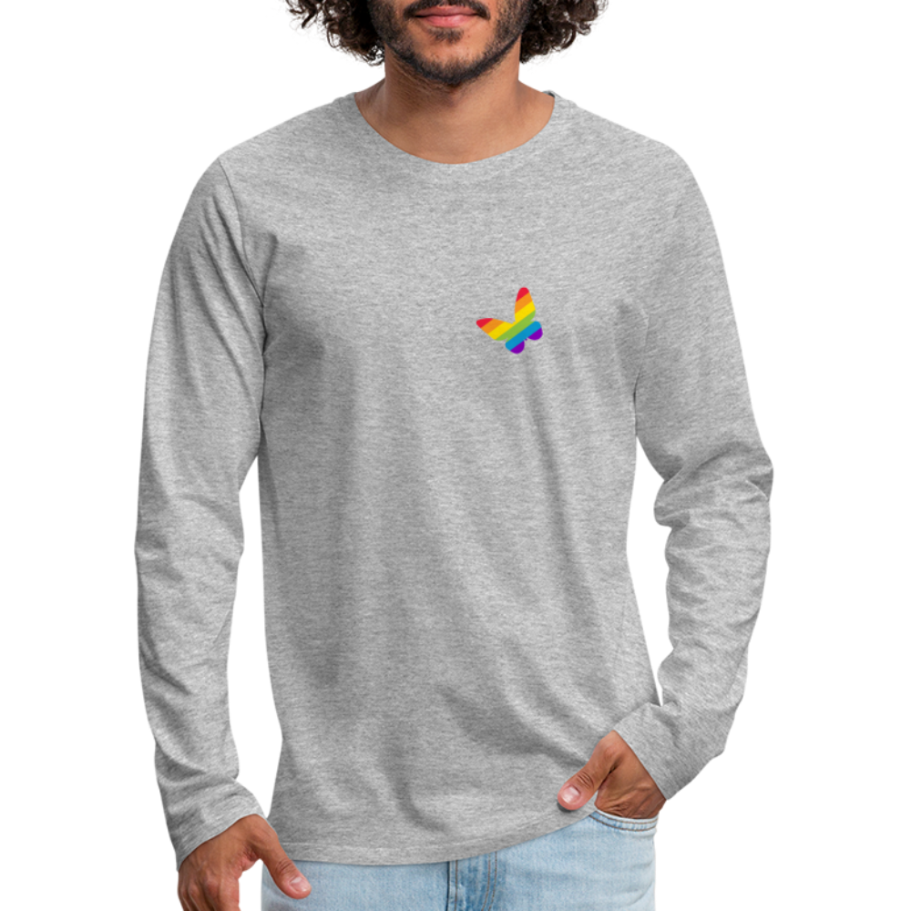 Regenbogen Schmetterling "Männer" Langarmshirt - Grau meliert