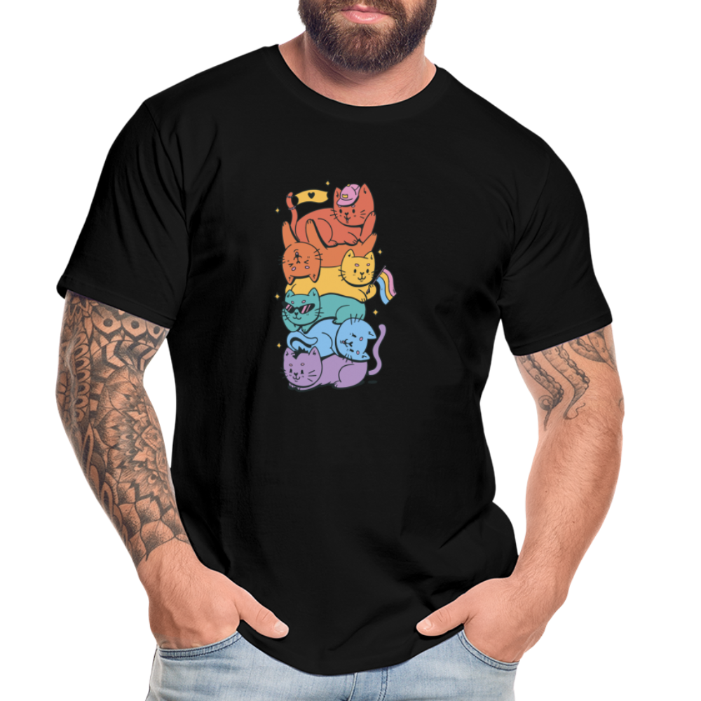 LGBTQ+ Katzen "Männer" T-Shirt - Schwarz