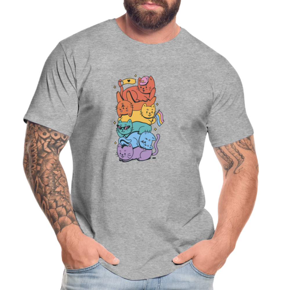 LGBTQ+ Katzen "Männer" T-Shirt - Grau meliert