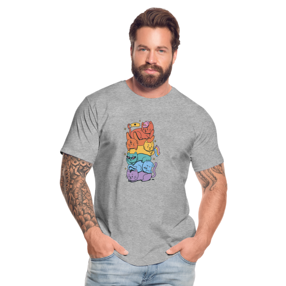 LGBTQ+ Katzen "Männer" T-Shirt - Grau meliert