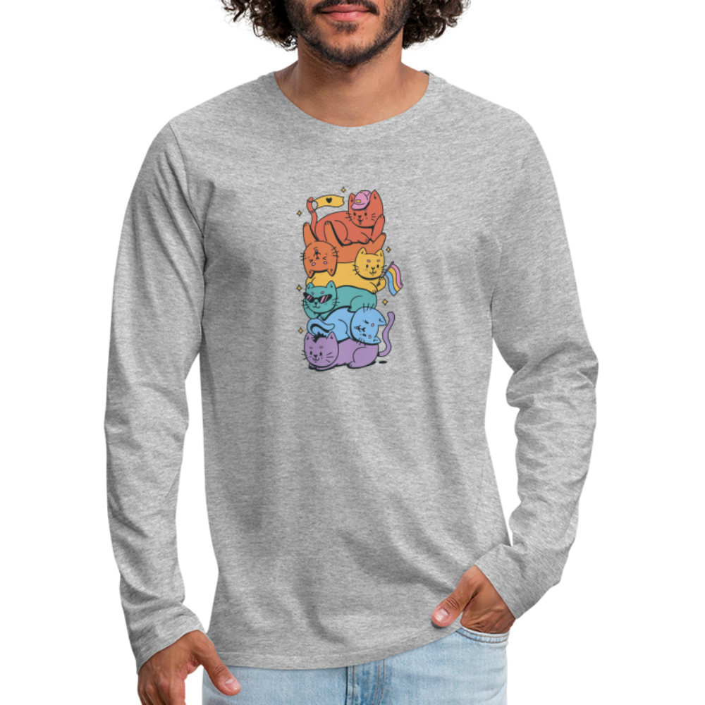 LGBTQ+ Katzen "Männer" Langarmshirt - Grau meliert