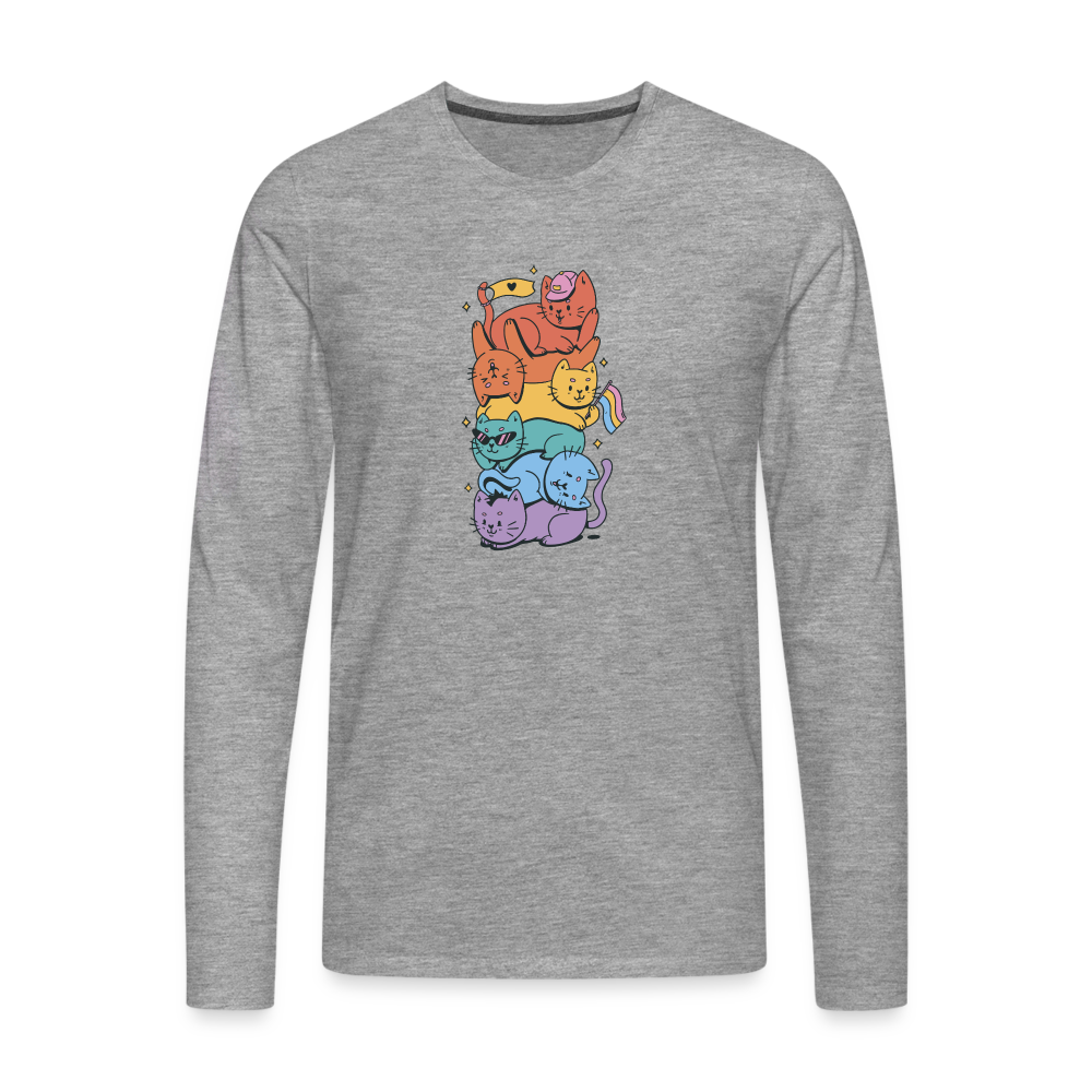 LGBTQ+ Katzen "Männer" Langarmshirt - Grau meliert