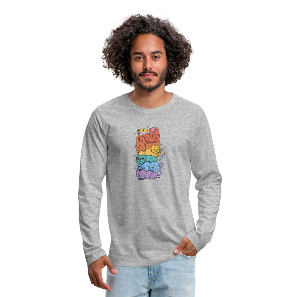 LGBTQ+ Katzen "Männer" Langarmshirt - Grau meliert