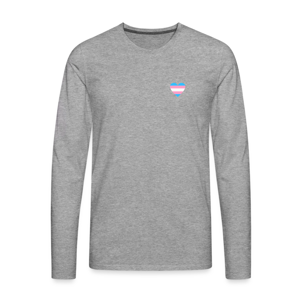 Trans Herz "Männer" Langarmshirt - Grau meliert