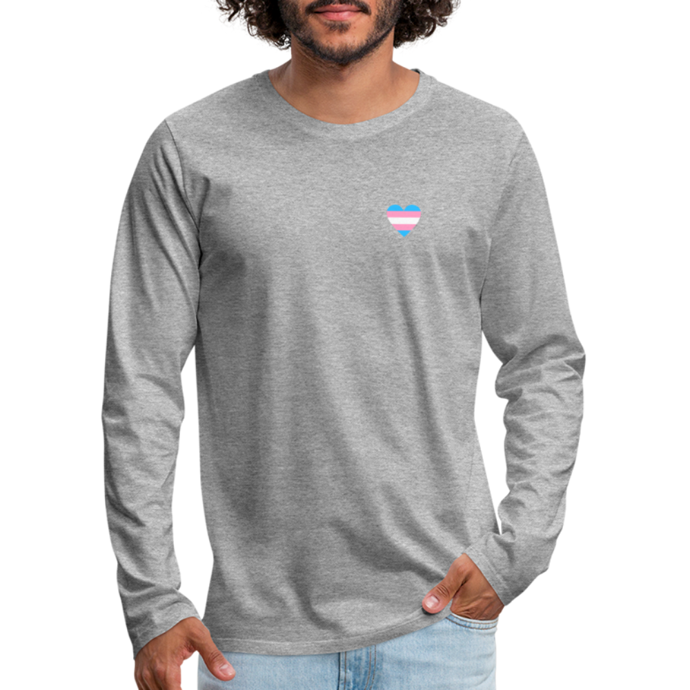 Trans Herz "Männer" Langarmshirt - Grau meliert