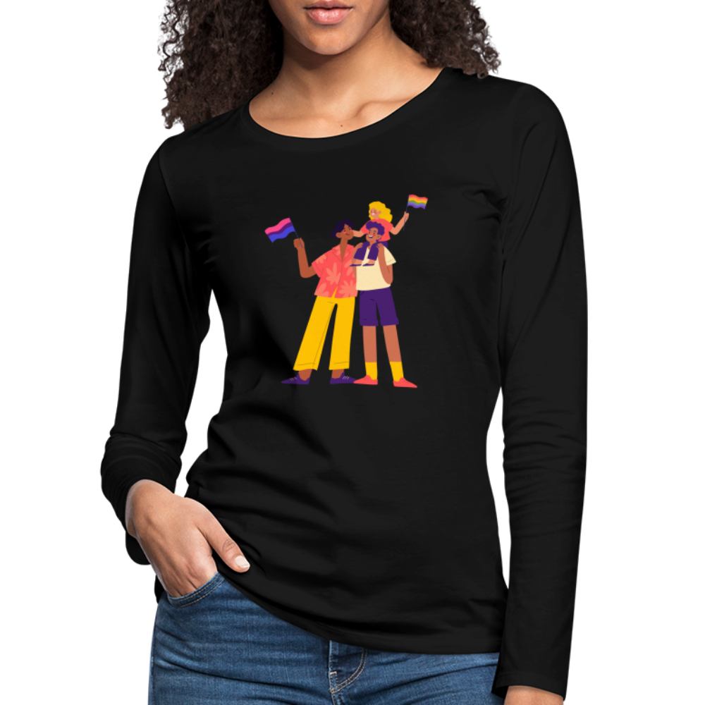 Gay Parents with Child "Frauen" Langarmshirt - Schwarz