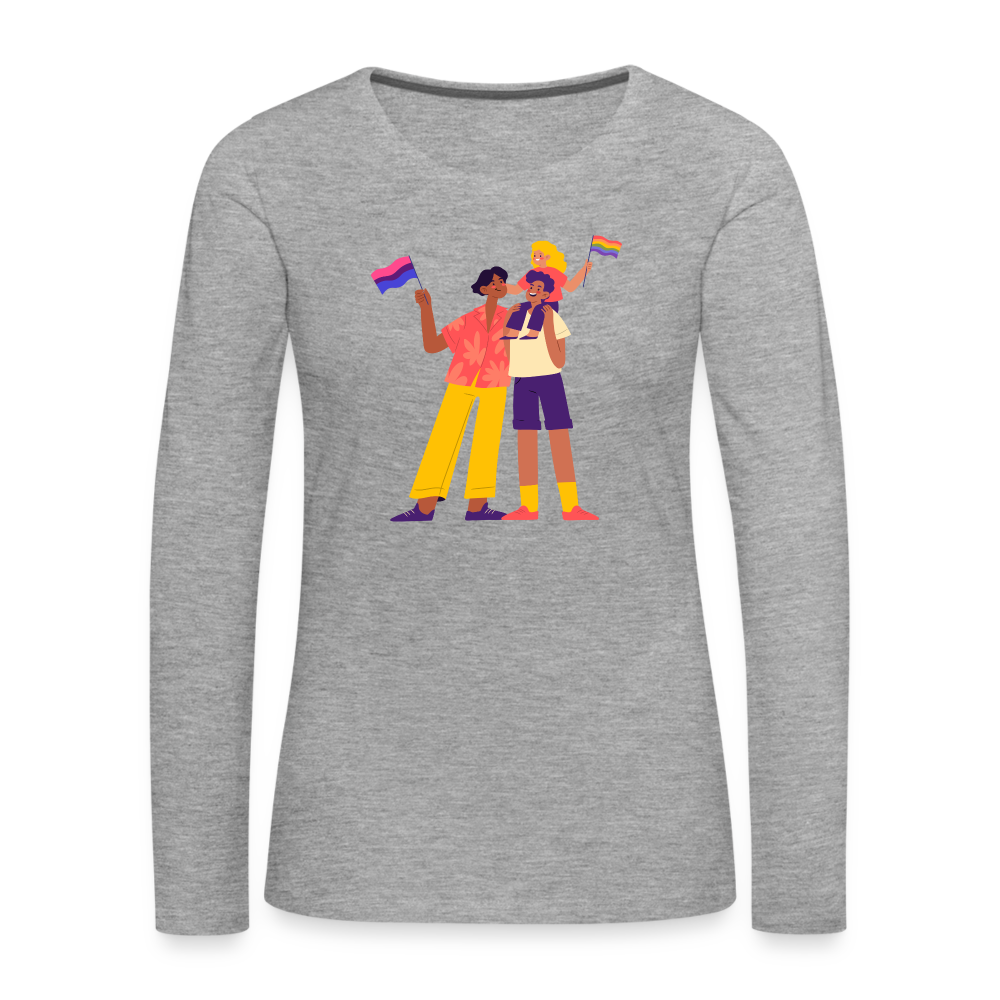 Gay Parents with Child "Frauen" Langarmshirt - Grau meliert