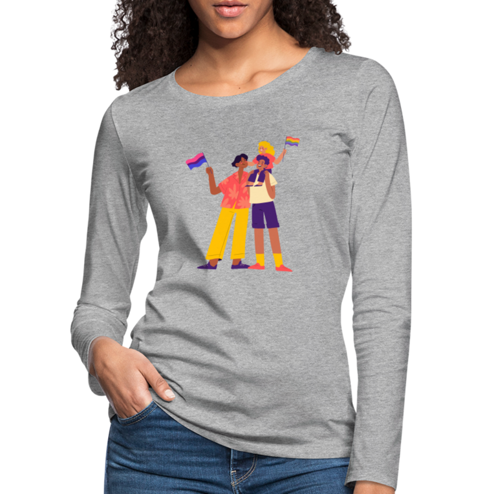 Gay Parents with Child "Frauen" Langarmshirt - Grau meliert