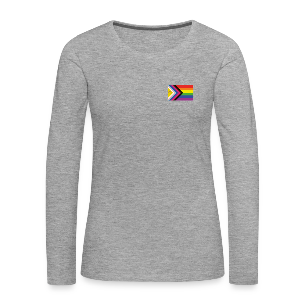 Bi+ Inklusive Progress Pride Flag "Frauen" Langarmshirt - Grau meliert