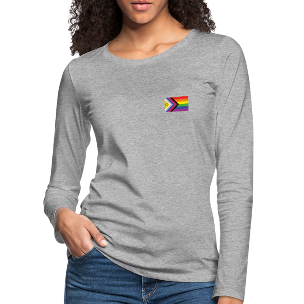 Bi+ Inklusive Progress Pride Flag "Frauen" Langarmshirt - Grau meliert