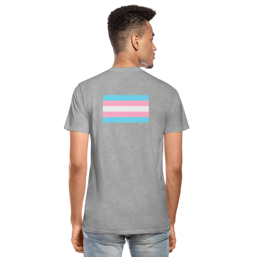 Trans Pride Flag Backprint "Männer" T-Shirt - Grau meliert