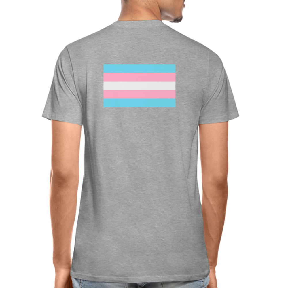 Trans Pride Flag Backprint "Männer" T-Shirt - Grau meliert