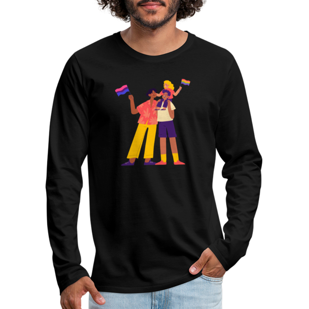 Gay Parents with Child "Männer" Langarmshirt - Schwarz