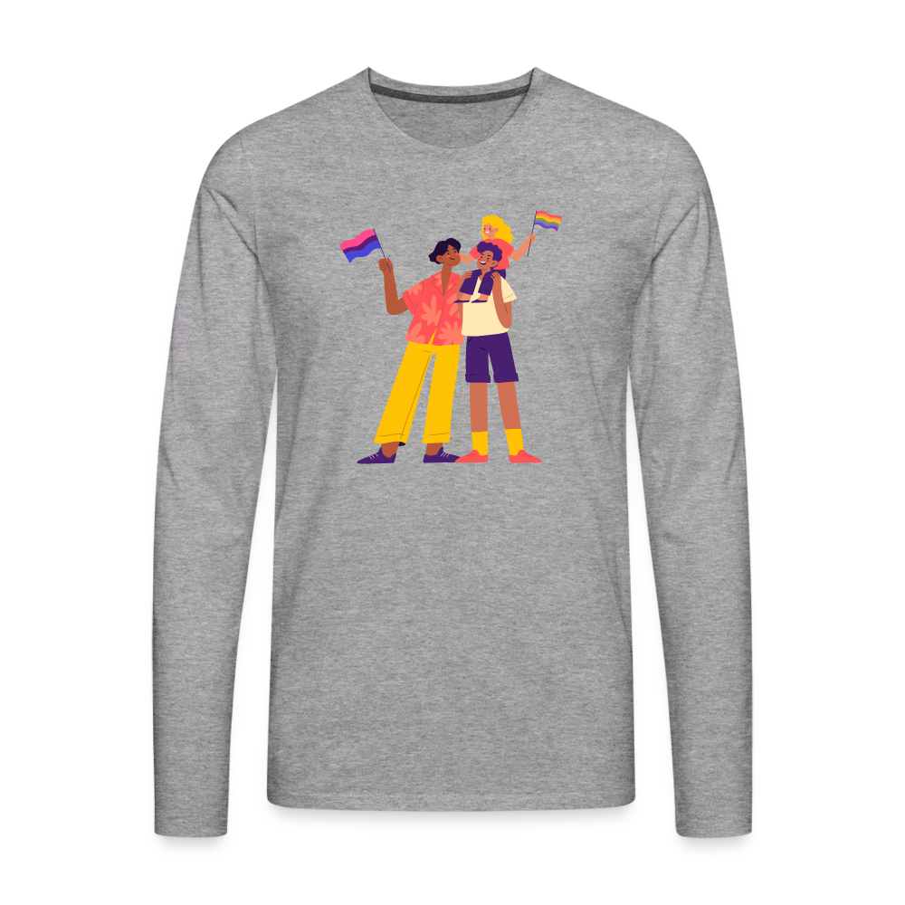 Gay Parents with Child "Männer" Langarmshirt - Grau meliert