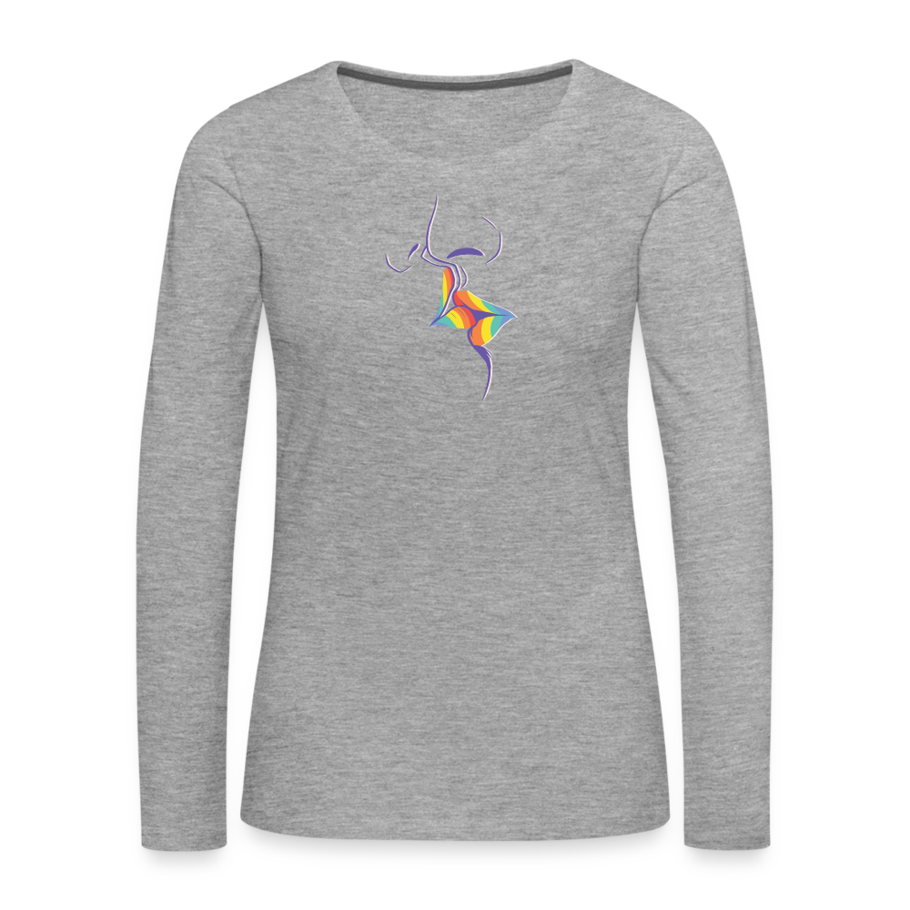 Regenbogenkuss "Frauen" Langarmshirt - Grau meliert