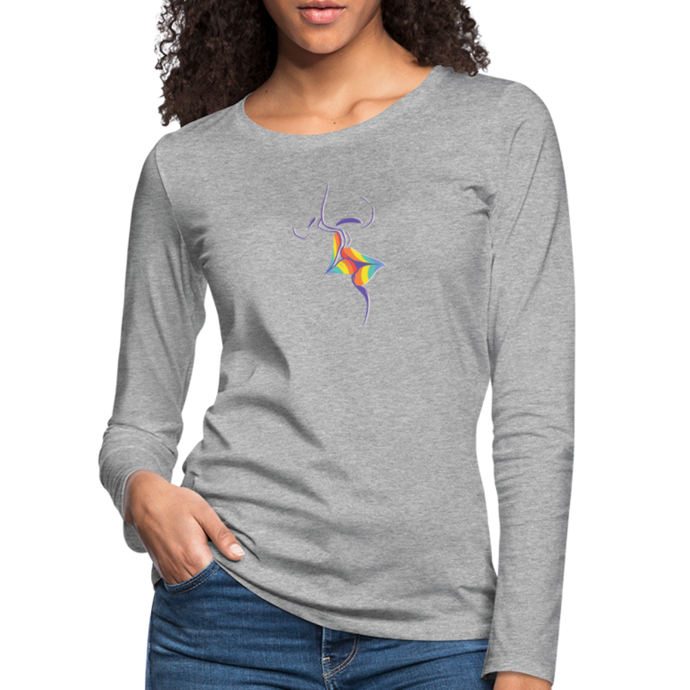 Regenbogenkuss "Frauen" Langarmshirt - Grau meliert