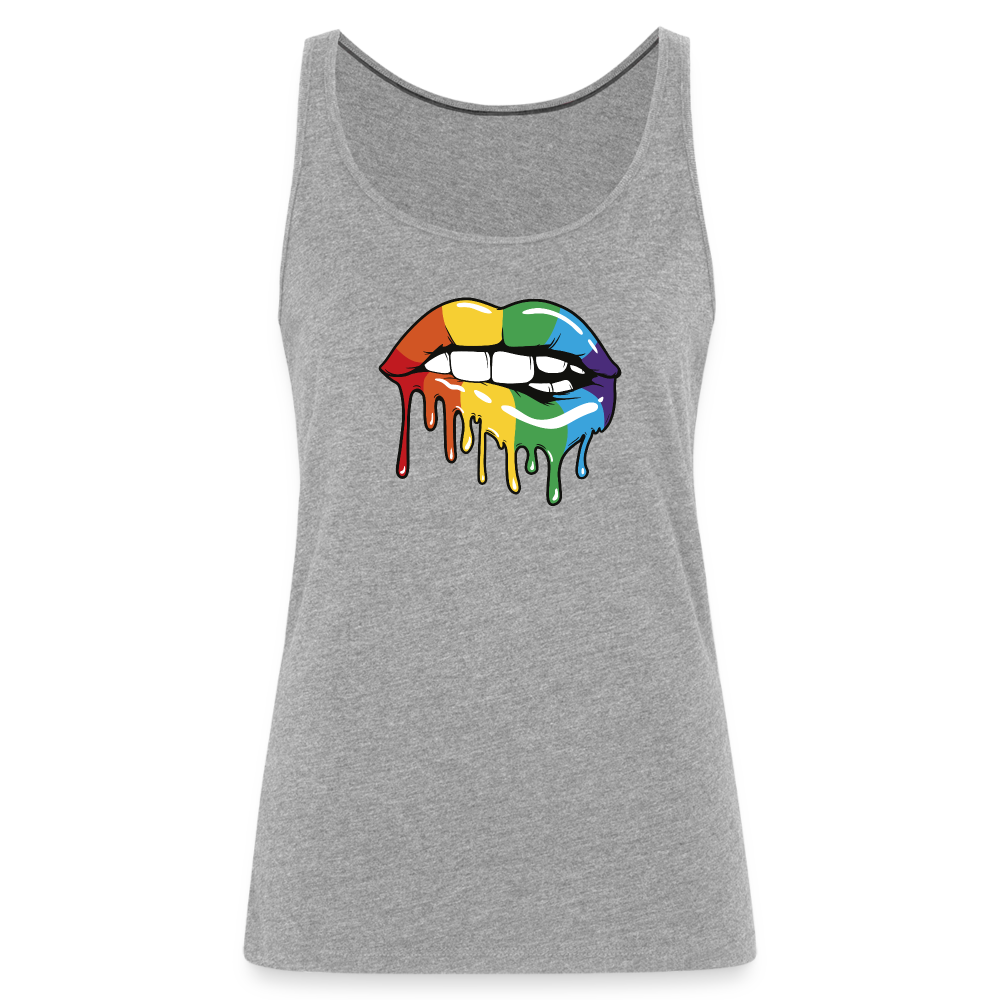 Regenbogen Lippen "Frauen" Tank Top - Grau meliert