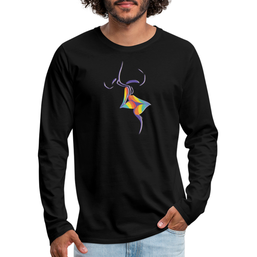 Regenbogenkuss "Männer" Langarmshirt - Schwarz