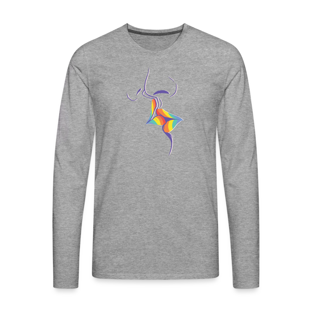 Regenbogenkuss "Männer" Langarmshirt - Grau meliert