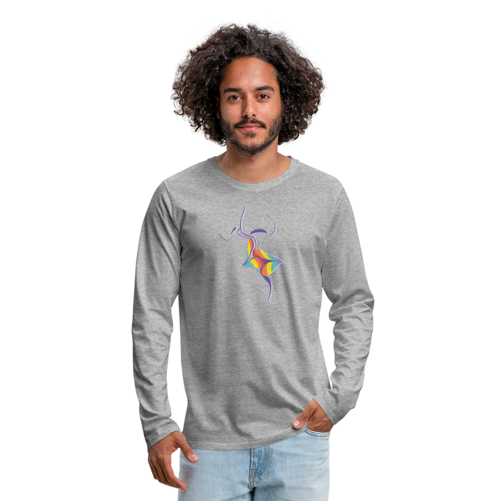 Regenbogenkuss "Männer" Langarmshirt - Grau meliert