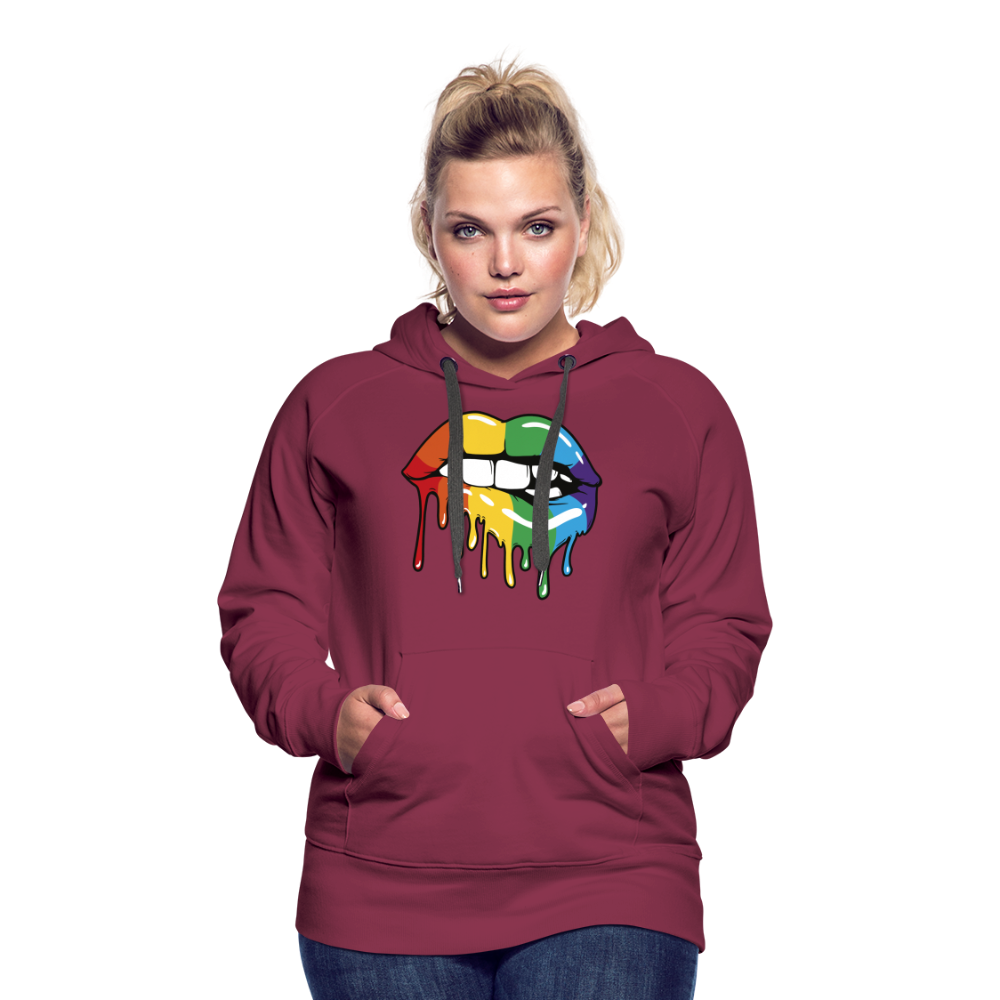 Regenbogen Lippen "Frauen" Hoodie - Bordeaux