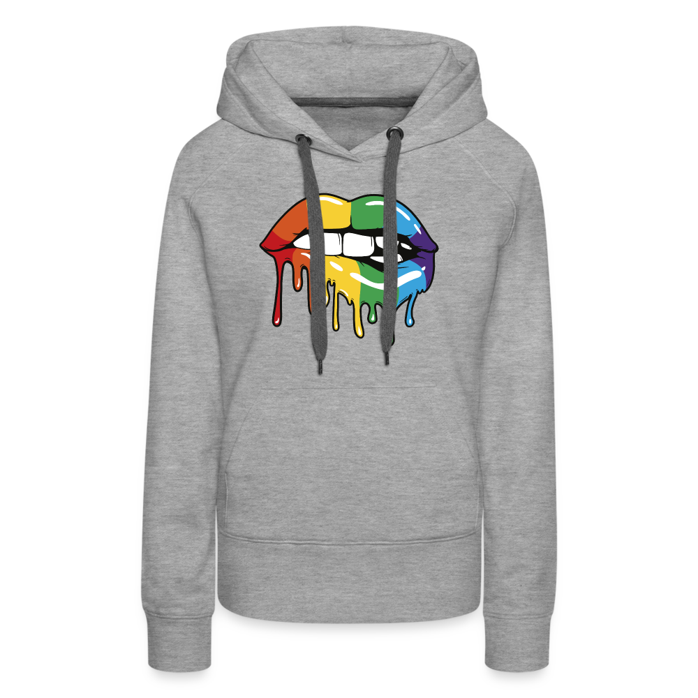 Regenbogen Lippen "Frauen" Hoodie - Grau meliert