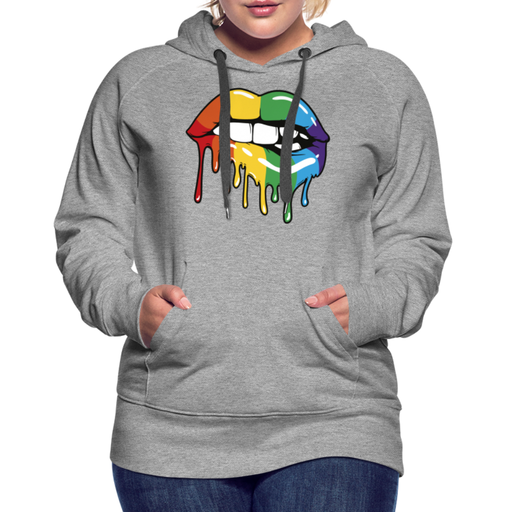 Regenbogen Lippen "Frauen" Hoodie - Grau meliert