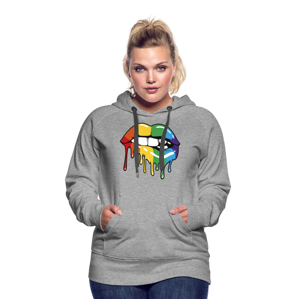 Regenbogen Lippen "Frauen" Hoodie - Grau meliert