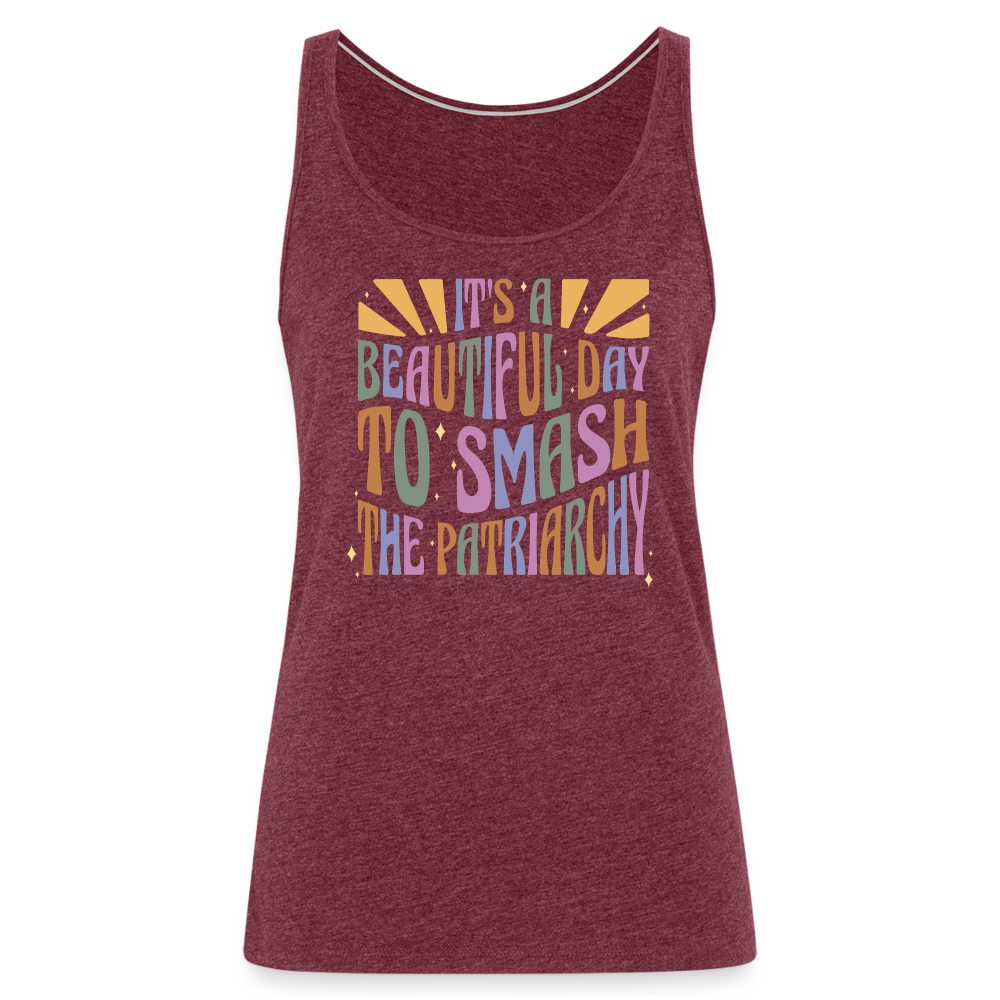 It's a Beautiful Day to Smash the Patriarchy "Frauen" Tank Top - Bordeauxrot meliert