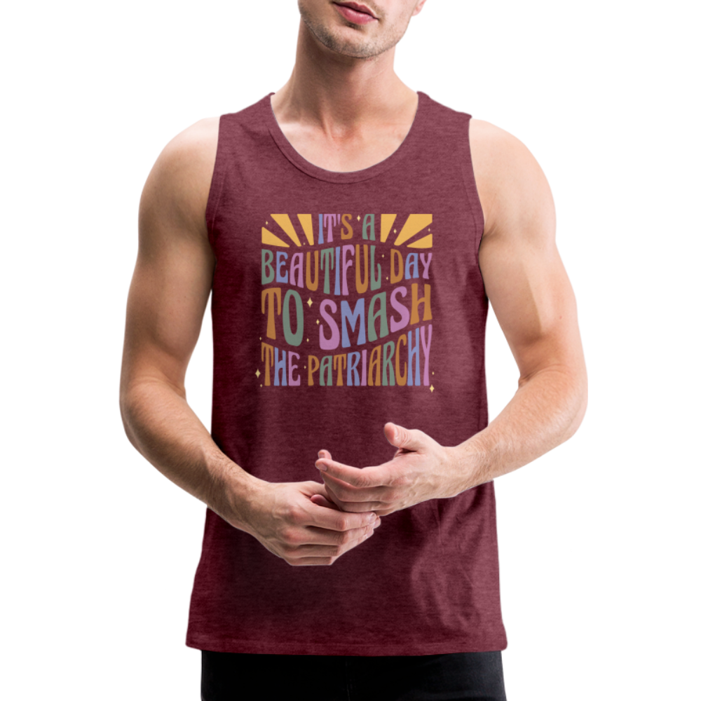 It's a Beautiful Day to Smash the Patriarchy "Männer" Tank Top - Bordeauxrot meliert