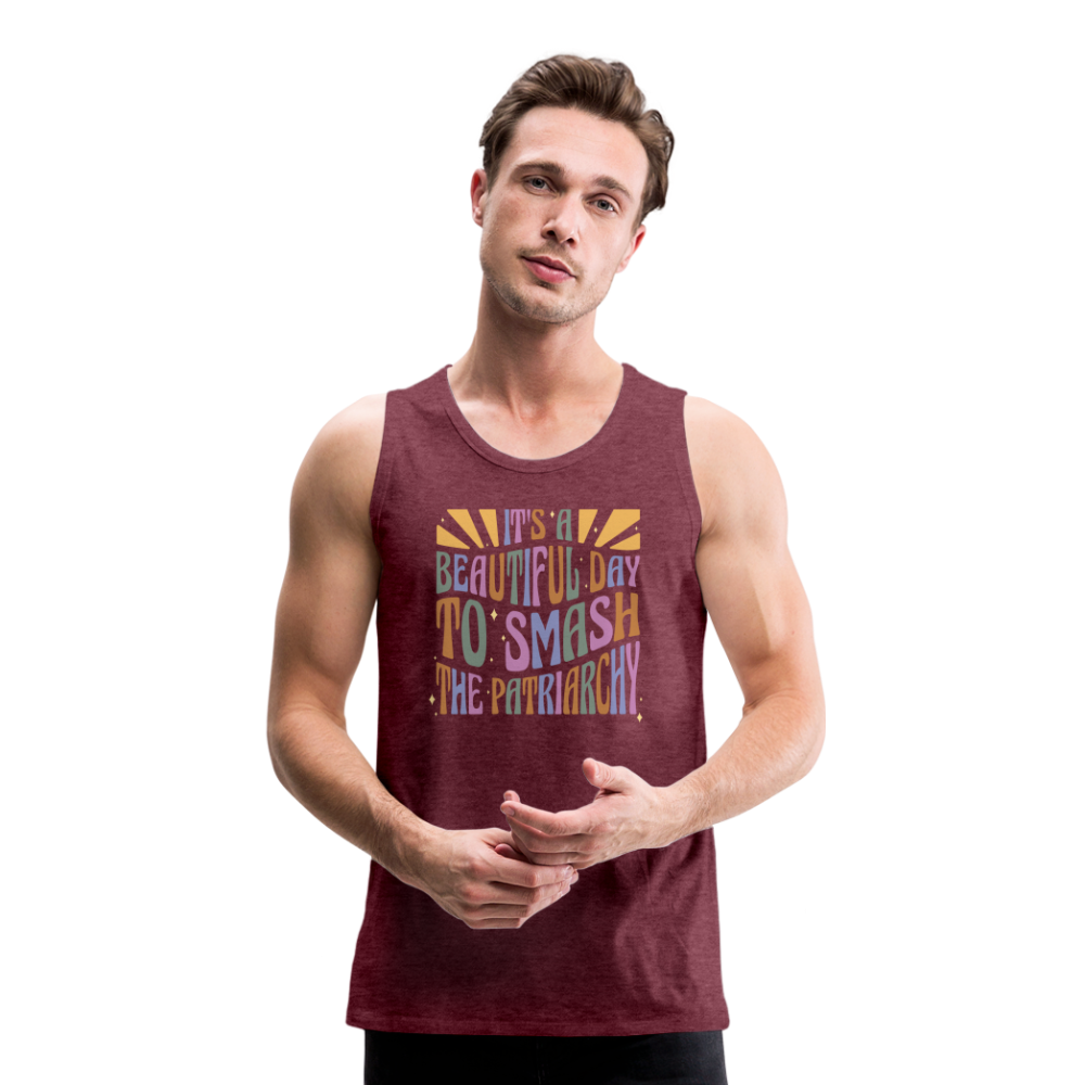 It's a Beautiful Day to Smash the Patriarchy "Männer" Tank Top - Bordeauxrot meliert