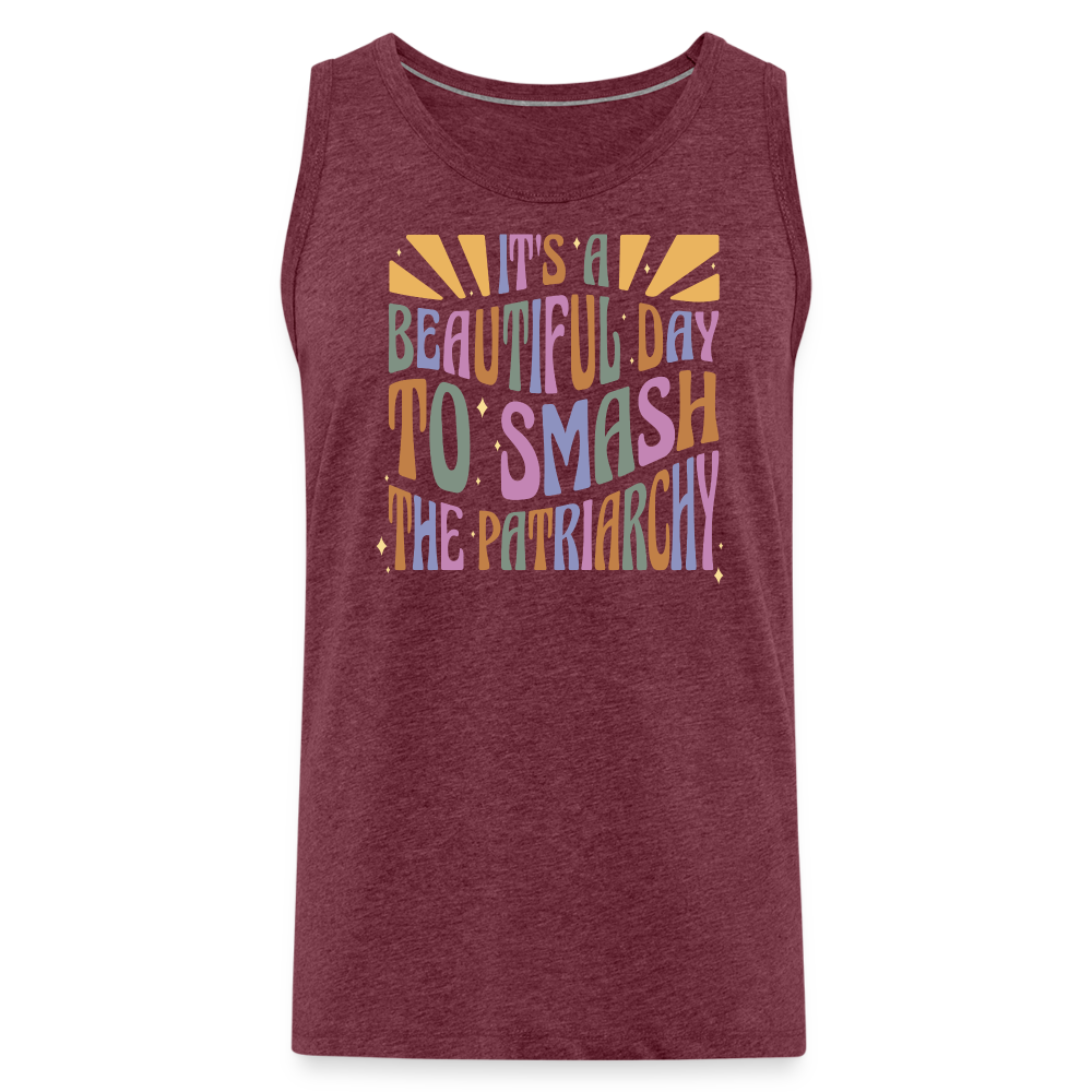 It's a Beautiful Day to Smash the Patriarchy "Männer" Tank Top - Bordeauxrot meliert