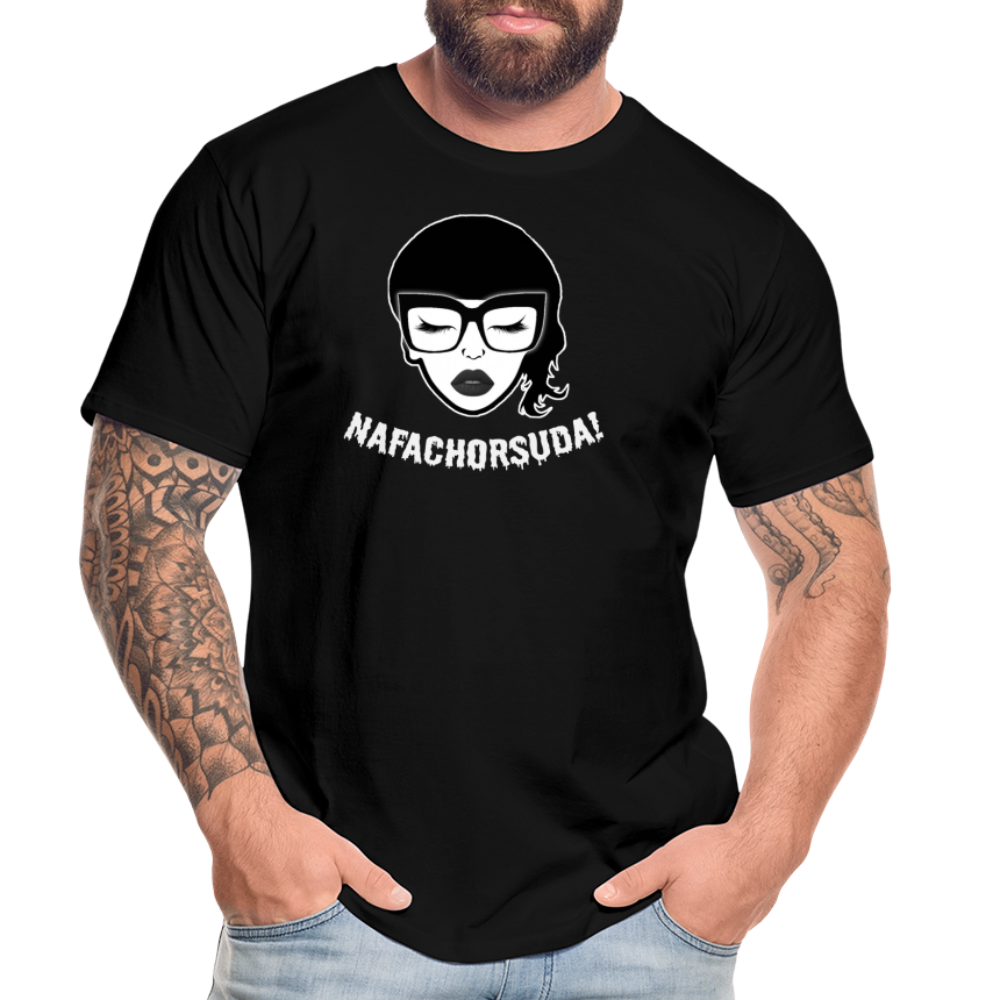 Nafachorsuda! Weiße Schrift "Männer" T-Shirt - Schwarz