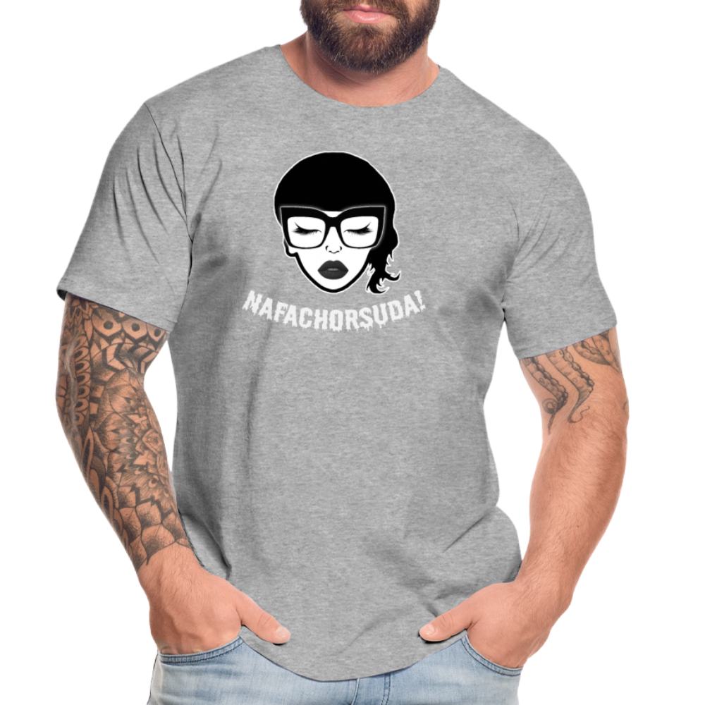 Nafachorsuda! Weiße Schrift "Männer" T-Shirt - Grau meliert