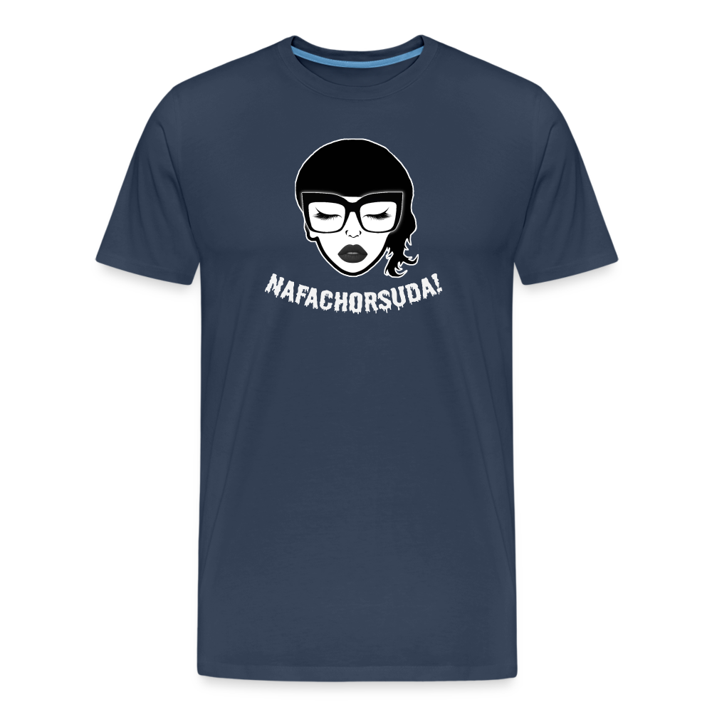 Nafachorsuda! Weiße Schrift "Männer" T-Shirt - Navy