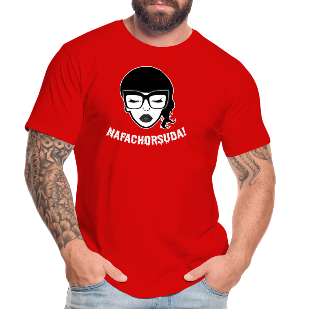 Nafachorsuda! Weiße Schrift "Männer" T-Shirt - Rot