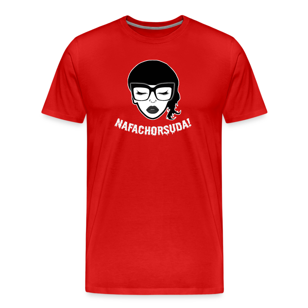 Nafachorsuda! Weiße Schrift "Männer" T-Shirt - Rot